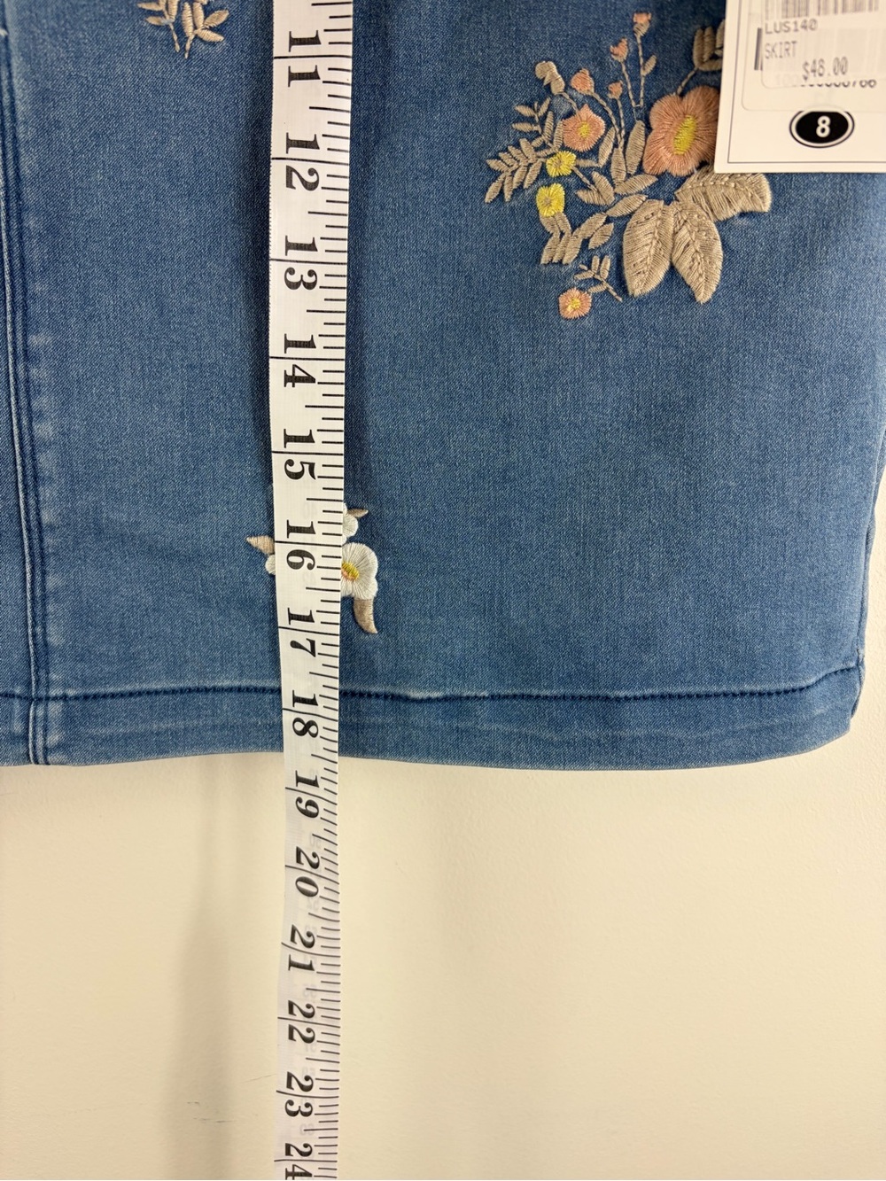 Lulu-b NWT Embroidered Blue Denim Mini Skirt - Picture 3 of 8